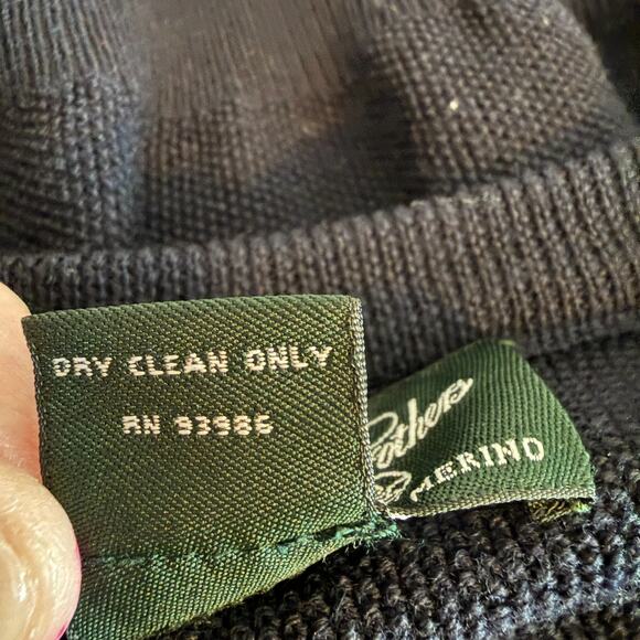 VTG Brooks Brothers Mens Knit 100% Merino Wool Black Long Sleeve Sweater Size XL - Picture 4 of 9